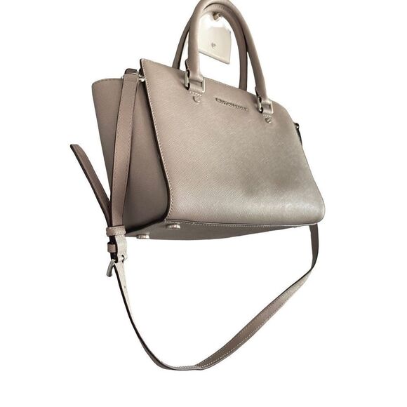 Michael Kors Selma Medium Satchel Crossbody Dark Dune Saffiano Leather - Picture 4 of 15